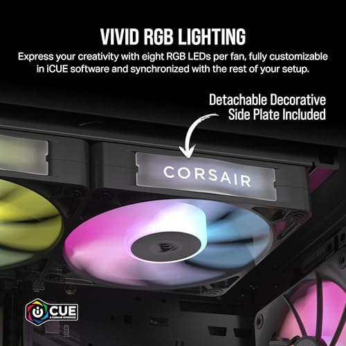 Image of CORSAIR iCUE Link RX140 RGB 140mm PWM Fans with iCUE Link System Hub - Magnetic Dome Bearing - Dual Pack - Black