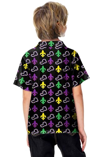 Image of AOBUTE Kids 4th of July Polo American Flag Short Sleeve Button Down Shirts Tops 3-14 Years