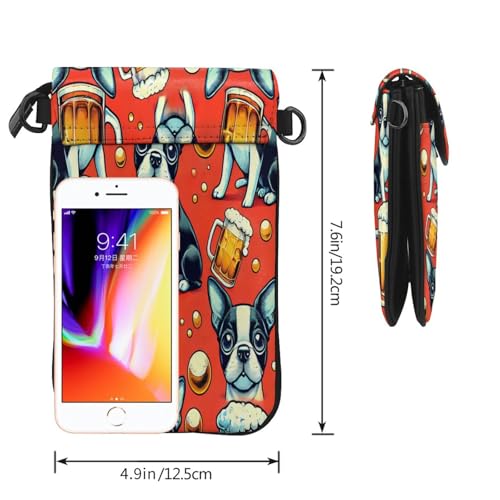 Cell Phone Crossbody Purse Boston Terriers Dogs Beer Womens Shoulder Wallet With Phone Pocket3