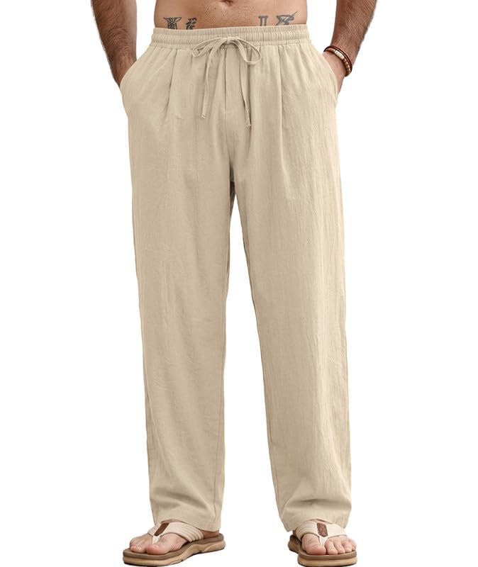 Men's Cotton Trouser Comfortable Lounge Pant Beige-picture-51