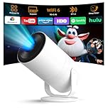 【Android 14 & Built-in Apps】Tecaki Mini Projector with WiFi 6 and Bluetooth 5.2, Portable Projector 180° Rotatable Support 1080P with Auto Keystone for Home Bedroom Compatible with TV Stick/HDMI/USB