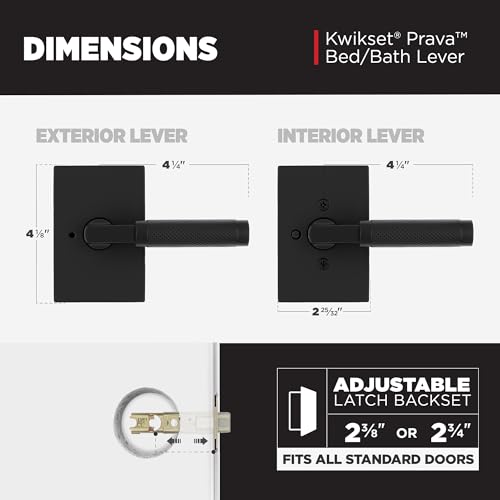 Kwikset Prava Privacy Knurled Door Lever with Lock, Matte Black | Privacy door lever, bedroom door handle, bathroom door handle, locking door lever, keyless door lock, reversible lever - image 8