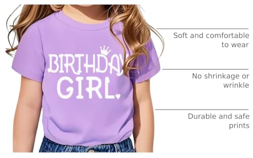 Image of Birthday Girl Shirt Toddler Baby Girls Birthday Outfit Cotton T-Shirt Size 2-10 Years