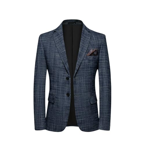 Men's Spring Autumn Korean Style Slim Fit Wrinkle-Resistant Wrinkle-Free Plaid Blazer