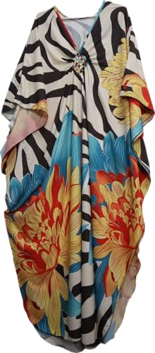 RanRui Floral Kaftan Dresses for Women Plus Size Beach Cover Up Silk Kaftans with Batwing Sleeves4