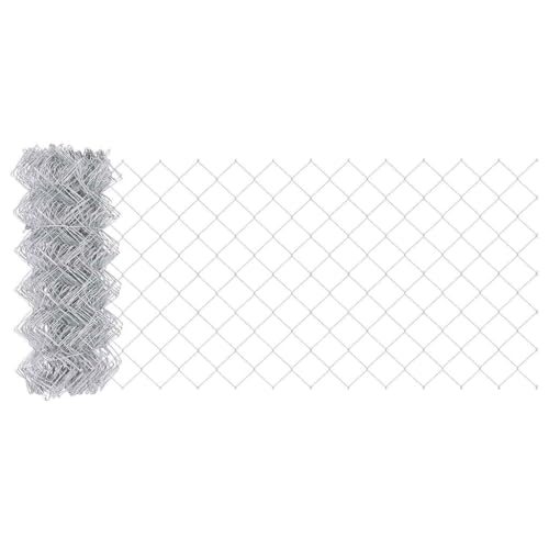 vidaXL Cerca de Cadena 0.8 x 10m de Acero Galvanizado | Cercas de Jardín Que Duran, Seguridad en el Exterior, Diseño Geométrico, Barrera, Divisor de Patio, Límite, Enclosure Paisajístico, Resistente