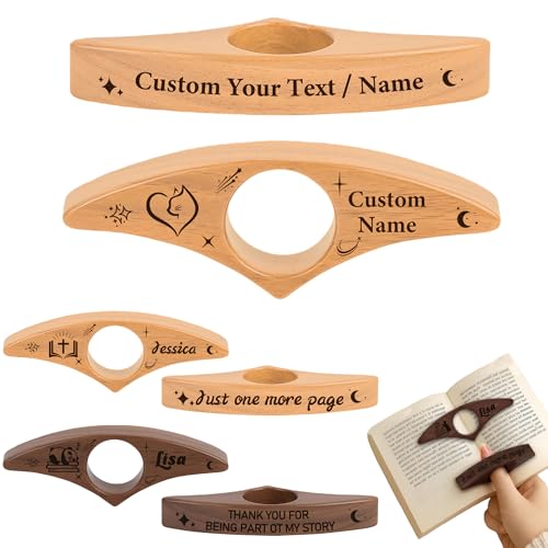 Personalised Book Page Holder Custom Thumb Book Page Holder for Reading Wooden Book Thumb Page Holder with Engraved Name/Logo Bookish Gifts for Book Lovers Readers (A)