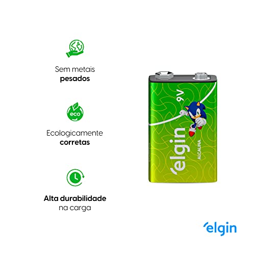 Bateria Alcalina Elgin com 1 unidade 9V Pilha