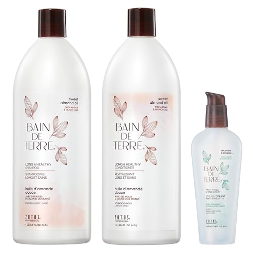Bain de Terre Sweet Almond Oil Long & Healthy Conditioner, Strength & Protection for Weak, Damaged Hair, with Argan & Monoi Oils, Paraben-Free, Color-Safe, Vegan