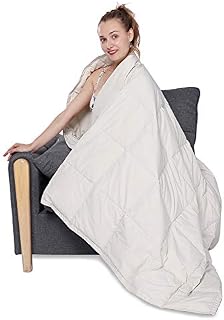 HOMBYS 50x70in Lightweight Down Throw Blanket Packable Down Blanket for Couch Adults