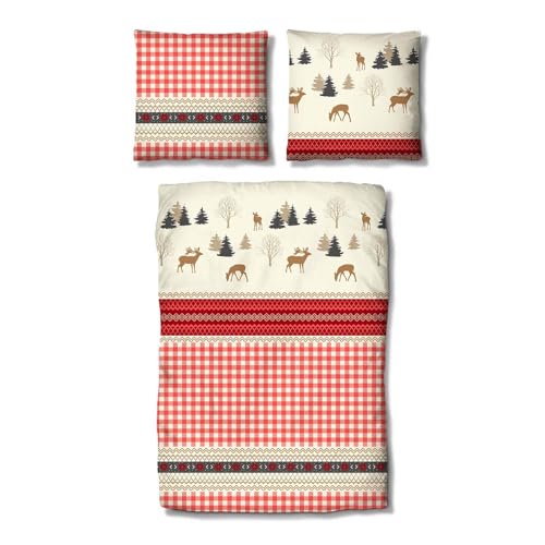 Traumschlaf Feinflanell Bettwäsche Hirsch Landhaus –...
