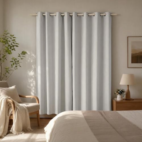 RNDRSSE Full Blackout 84 Inch Long Grommet Curtains 2 Panel Set - Linen Look Thermal Insulated Modern Window Drapes, Noise Reducing Privacy Panels for Bedroom and Living Room (Cream White) - image 8