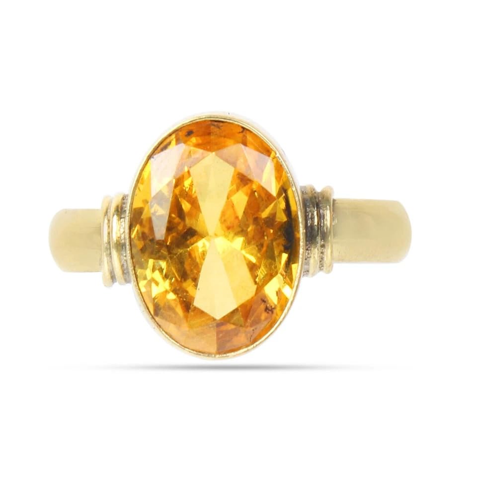 8.25 Ratti Yellow Sapphire Original 7.42 Carat Pukhraj Stone Adjustable Ring For Men And Women With Lab Certified-picture-12
