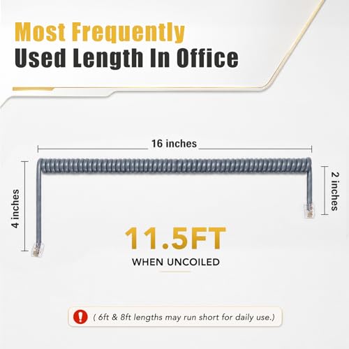 Image of Comtrue Phone Cords for Landline, 2-Pack, Telephone Handset Cords | Light Gray, Universally Compatible, Tangle-Resistant, Noise-free, Go-to Length, Ideal for office & home