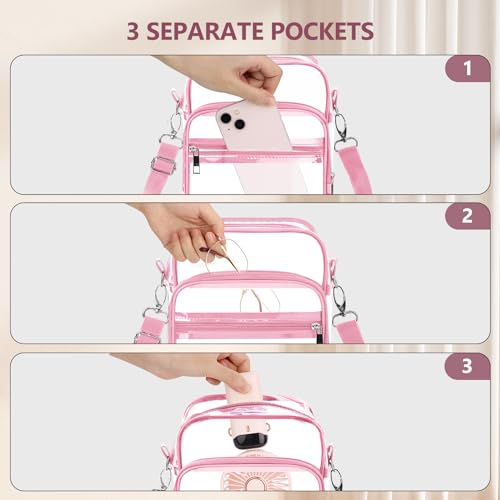 Image of Blvornl Clear Crossbody Bag with Adjustable Shoulder Strap, Stadium Approved PVC Purse Bag, Messenger Bag