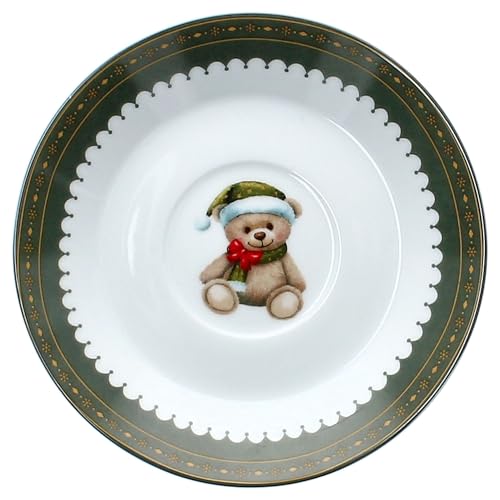 MamboCat Friend 18-tlg. Kaffeeservice für 6 Personen | Weihnachtliches Frühstücks-Set aus Porzellan mit Teddybär, Lebkuchenhaus & Co. | Tassen, Untertassen & Kuchenteller | für Weihnachten