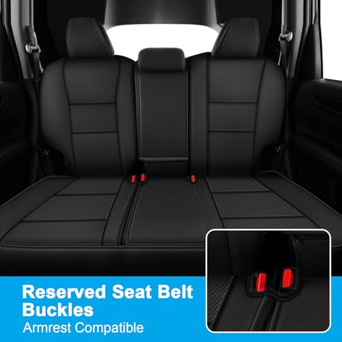 Image of AOMSAZTO Custom Fit Seat Cover for Honda HRV 2016-2018 EX EX-L&2016-2022 LX | Full Set Faux Leather HR-V Car Seat Protector Black