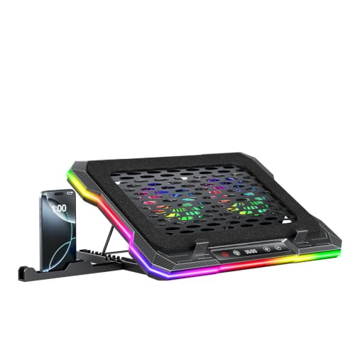 Image of ChillCore 2 Detachable Fans RGB Gaming Laptop Cooling Pad, Rapid Cooling for 15.6-19.3 inch Laptops, Variable Speed Control, 8 Adjustable Heights - K6 with Memory Foam