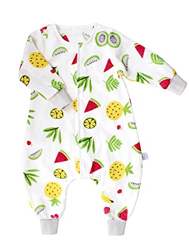 ililmmoe Sac de couchage original en gaze 100 % coton avec jambes, bébé peut porter couverture, manches longues, style printemps et automne, tog 1.0 1-4 ans