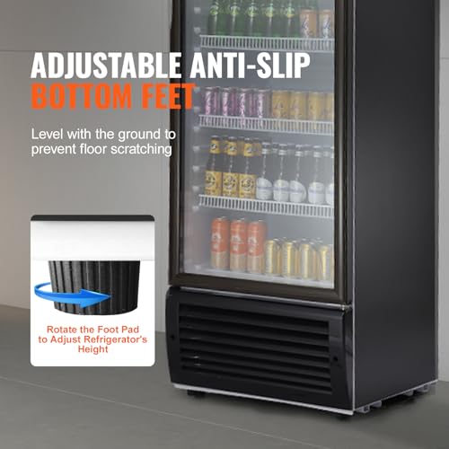 Image of VEVOR Commercial Merchandiser Refrigerator, 14.8 Cu.Ft / 420L Beverage Refrigerator Cooler Merchandiser, Glass Door Display Refrigerator Upright Fridge with 5 Adjustable Shelves, Customizable Lightbox