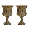 Worth Garden 245 H Metal Urn Planters 2 Pack Bronze Classic Antique Iron Plant Pots Large Decorative Rustic Flower Pots for Outdoor Use Traditional Urn Planter for Garden Patio Front Porch