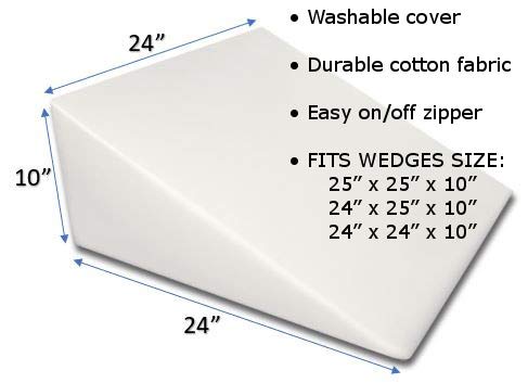 7”, 10”, 12”- inch Foam Bed Wedge Zippered Cover/Pillow Replacement Cover (24
