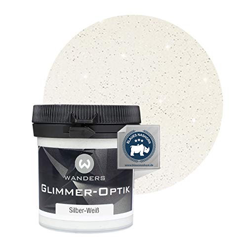 Wanders24 Glimmer-Optik (80ml, Silber-Weißgrau) - Wandfarbe Glitzer - Made in Germany