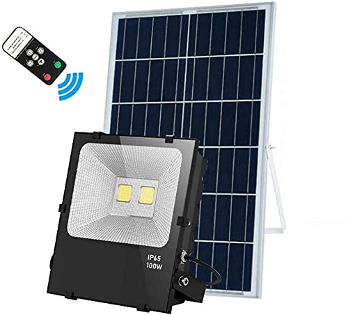 SBCGFY Foco LED Solar para Exteriores, IP65, Resistente al Agua, 50 W/100 W, Sensor Remoto, luz de Seguridad, Paneles solares, lámparas de Seguridad para jardín, Garaje, etc.