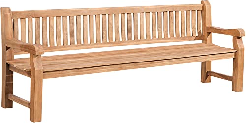 CLP Banc en Teck Jackson V2 I Banc en Bois résistant aux intempéries avec Dossier I Banc de Jardin Stable en Teck Massif, Couleur:Teck, Taille:240 cm
