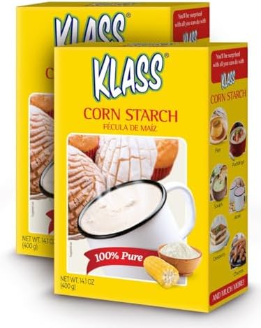 Klass Corn Starch 100% Pure 1.76 Pounds - 0% Calories 0% Total Fat & Sugar Free (28.2 Oz Pack of 2)