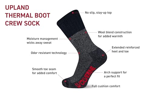 Wolverine Upland Thermal Camo Boot Crew Sock 2 Pair Pack, Camo, Men's 7-124