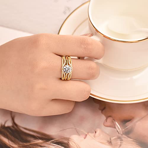 Wuziwen Wedding Rings for Women Solitaire Ring Enhancer for Engagement Ring Sterling Silver Size 4-134