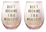 Get Bullish Don't Rush Me, I'm a Woman Of Leisure Stemless Wine Glass in Rose and Gold | 20 0z. | Se
