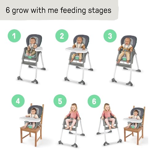 Ingenuity Full Course 6-in-1 High Chair - Baby to 5 Years Old, 6 Convertible Modes, 2 Dishwasher Safe Trays - Astro - Image 3