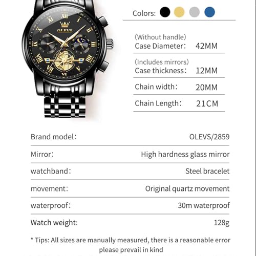 Image of OLEVS Men's Analog Watch Multi Color Business Stainless Steel Waterproof Luminous Quartz Watch Luxury Leisure Date Simulation Original Bowl Watch