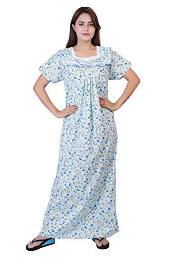 Image of Women's Cotton Block Print Knee Length Nighty