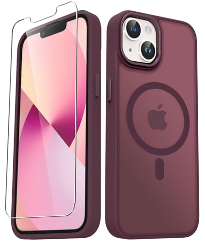 Image of YENAPOON for iPhone 14 Plus Case, Matte Magnetic Phone Case, Wine Red