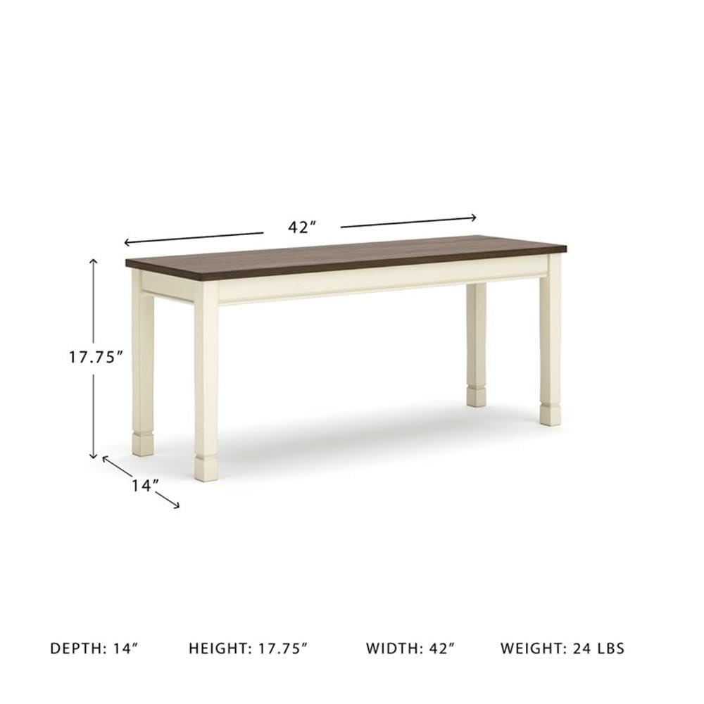 Signature Design by Ashley Whitesburg Cottage Rectangular Dining Bench, Brown & Antique White