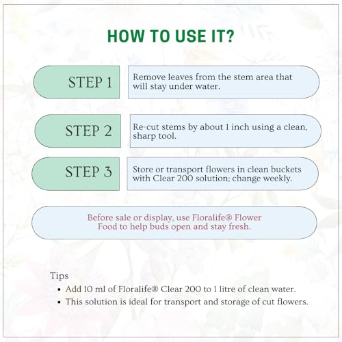 Image of Oasis FloraLife Clear 200, Solution To Keep Cut Flowers Fresh During Storage & Transport (H-200) 5ltr 1 Bottle