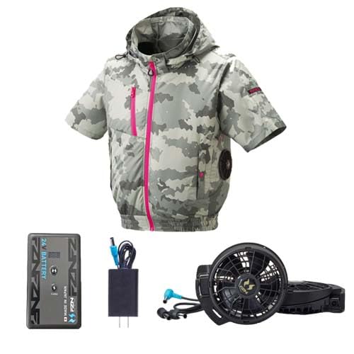 [�A�^�b�N�x�[�X] �󒲃E�F�A �`�^���t�[�h�����u���]����24V�o�b�e���[�ƂȂȂ߃t�@���Z�b�g 8845+RD9691NJ+RD9610PH S�`7L �T���G�X �󒲕��_�� �傫���T�C�Y(�~���^���[�z���C�g L)