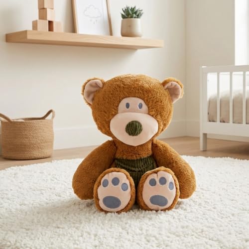 Image of Mirada Cute Huggable Brown Bear with Pocket Plush Soft Toy | Dressed Stuffed Teddy for Baby Girls & Kids | Cute, Washable & Snuggly Gift for Raksha Bandhan /Birthday /Festivals - 25cm