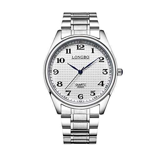 Herrenuhren Klassisch Arabische Ziffern Armbanduhr Silber mit Edelstahl Armband