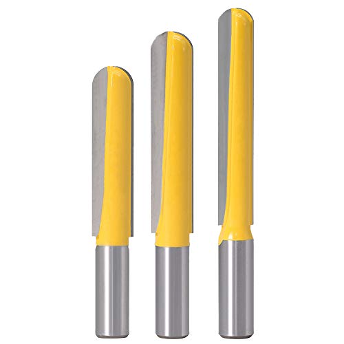 Yakamoz 3Pcs 1/2 Inch Shank Core Box Router Bit Set Long Round Nose Router Bits Round Groove Wood Cutter Tool for 3D CNC Grooving Engraving Carving