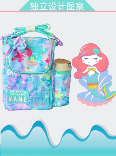 Image of Kids Double Decker Cooler Insulated Lunch Bag Large Tote for Boys, Girls, Men, Women, with Adjustable Strap (mermaid-ln-bag-02)