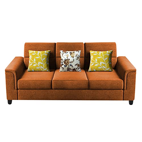 Image of Casaliving Nancy 3 Seater Sofa Set for Living Room | Colour - Orange