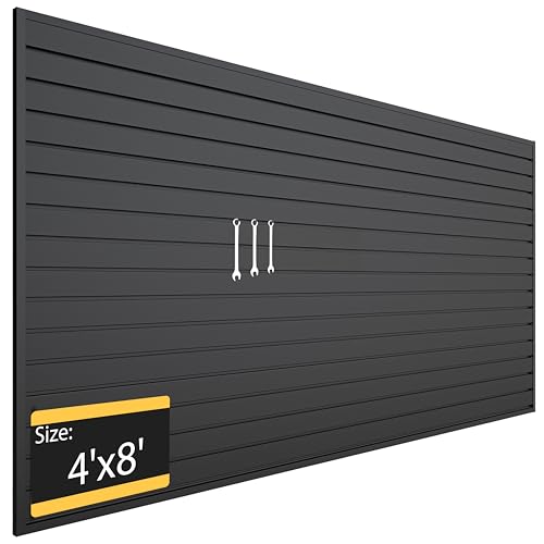 RORA 4x8 ft Black Slat Wall Garage Storage
