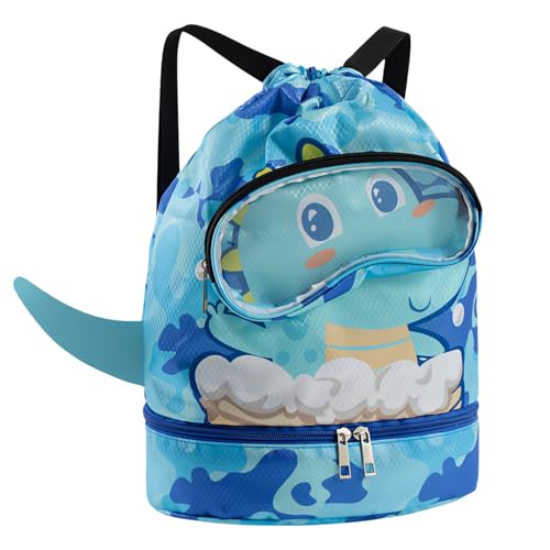 Diyxisk Bolsa Deporte Niño, Separación Seca y Húmeda Mochila Gimnasio, Impermeable Mochila Pequeña Niño, Ajustable Bolsas de Viaje, para Niños en la Piscina, la Playa, Viajando (Azul)