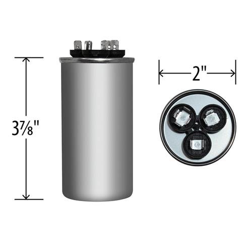25 + 5 uF 440VAC Round Dual Run Capacitor, Compatible Replacement for Mars 14278