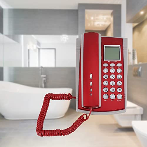 Téléphone fixe rouge à cordon rétractable pour bureau et maison chic