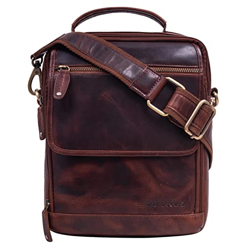 ROYALZ 'Tennessee' Bolsa de Hombro de Ciero Pequeña para Tablet 10.1 Bolso Mensajero Vintage, Color:Roma Coñac Marrón Cover